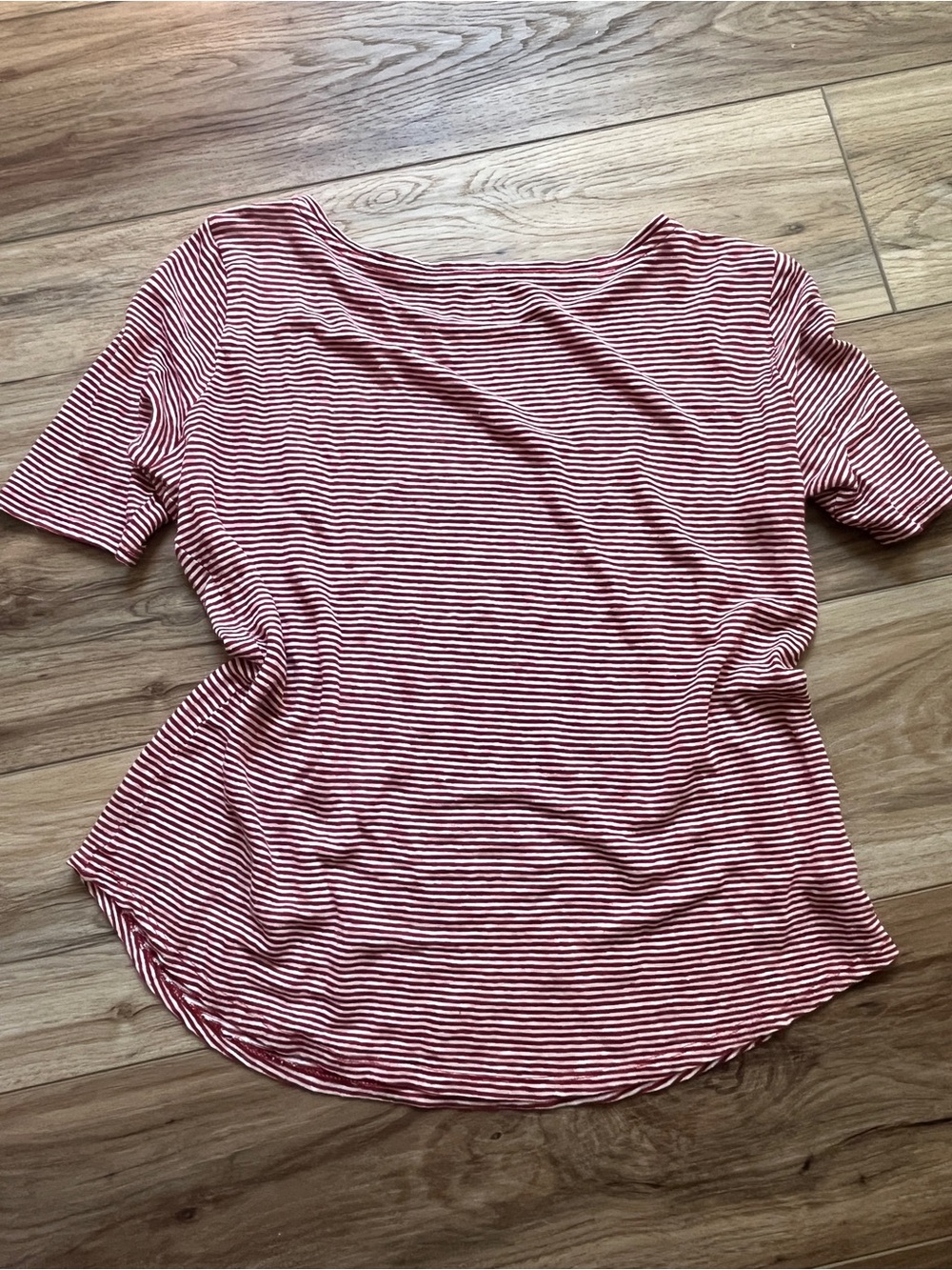 LOFT Striped Red and White Women’s Short Sleeve Top